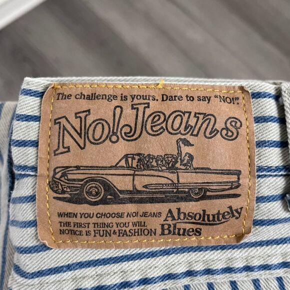 Vintage Absolutely Blue NO! Jeans Size 25 Denim Striped High Rise Cotton Retro - Picture 8 of 11